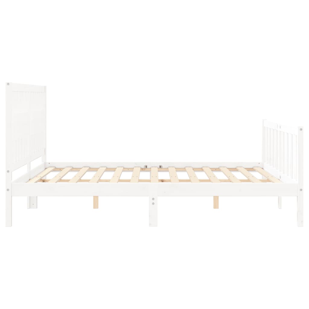 vidaXL Estrutura cama Super King Size c/ cabeceira madeira branco