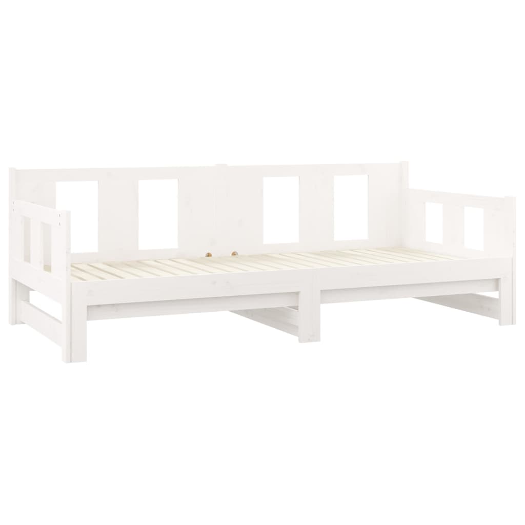 vidaXL Estrutura sofá-cama de puxar pinho maciço branco 2x(90x190) cm