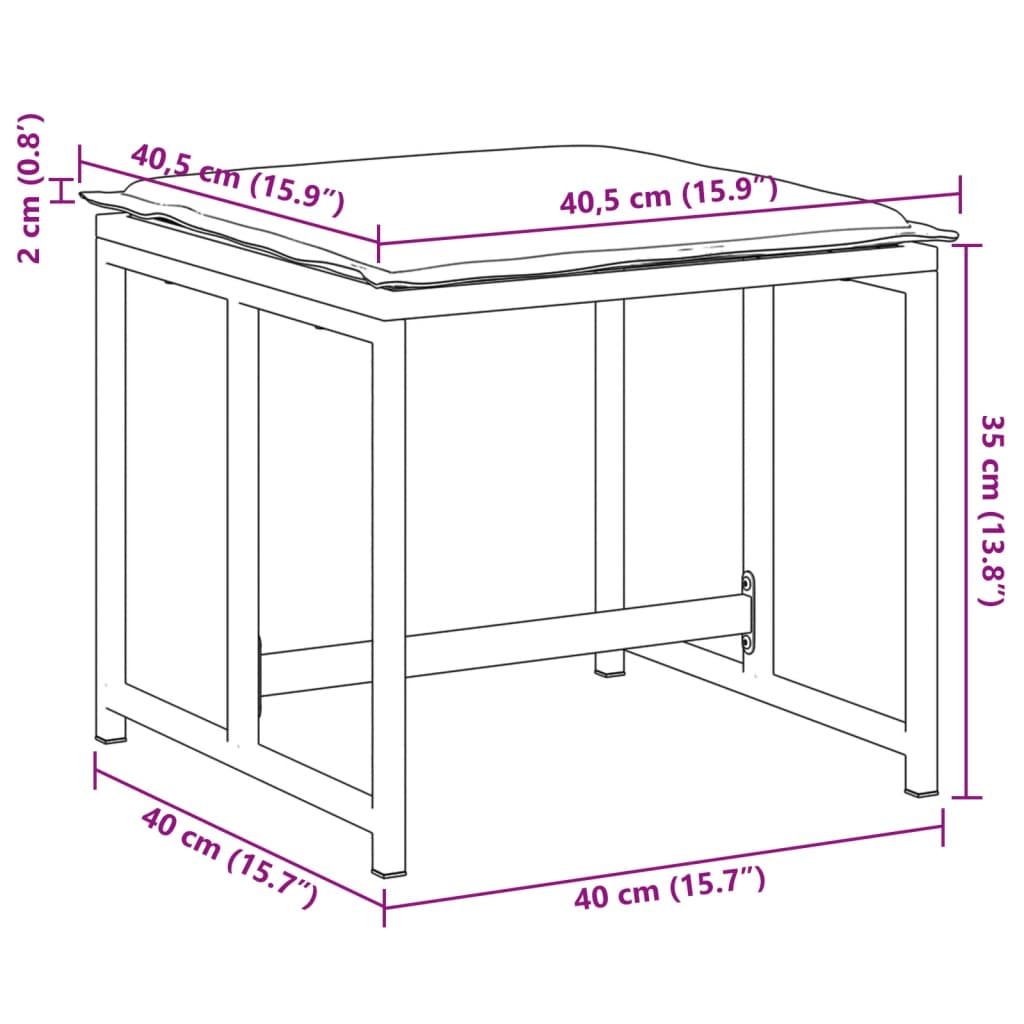 vidaXL Bancos de jardim c/ almofadões 4 pcs aço e textilene branco