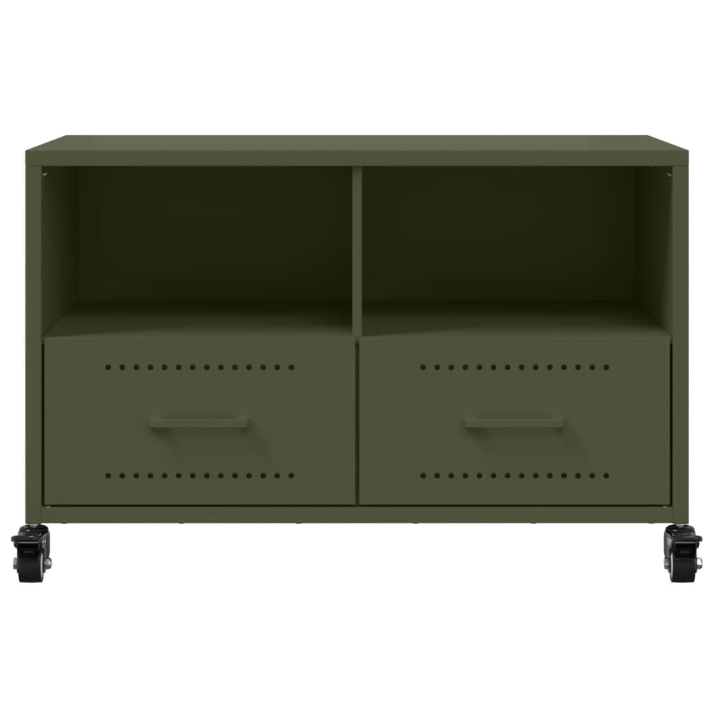 vidaXL Móvel de TV 68x39x43,5 cm aço verde azeitona