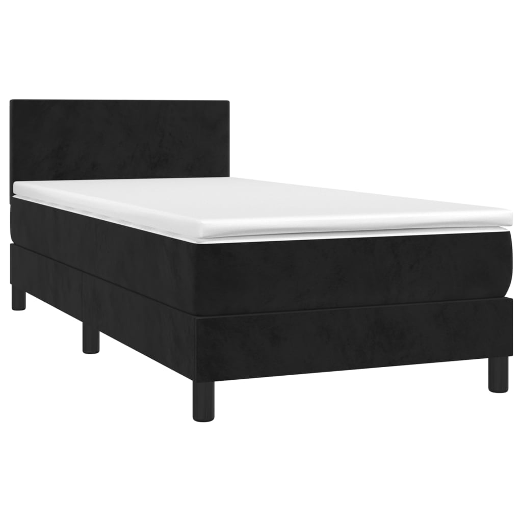 vidaXL Cama box spring c/ colchão/LED 80x200 cm veludo preto