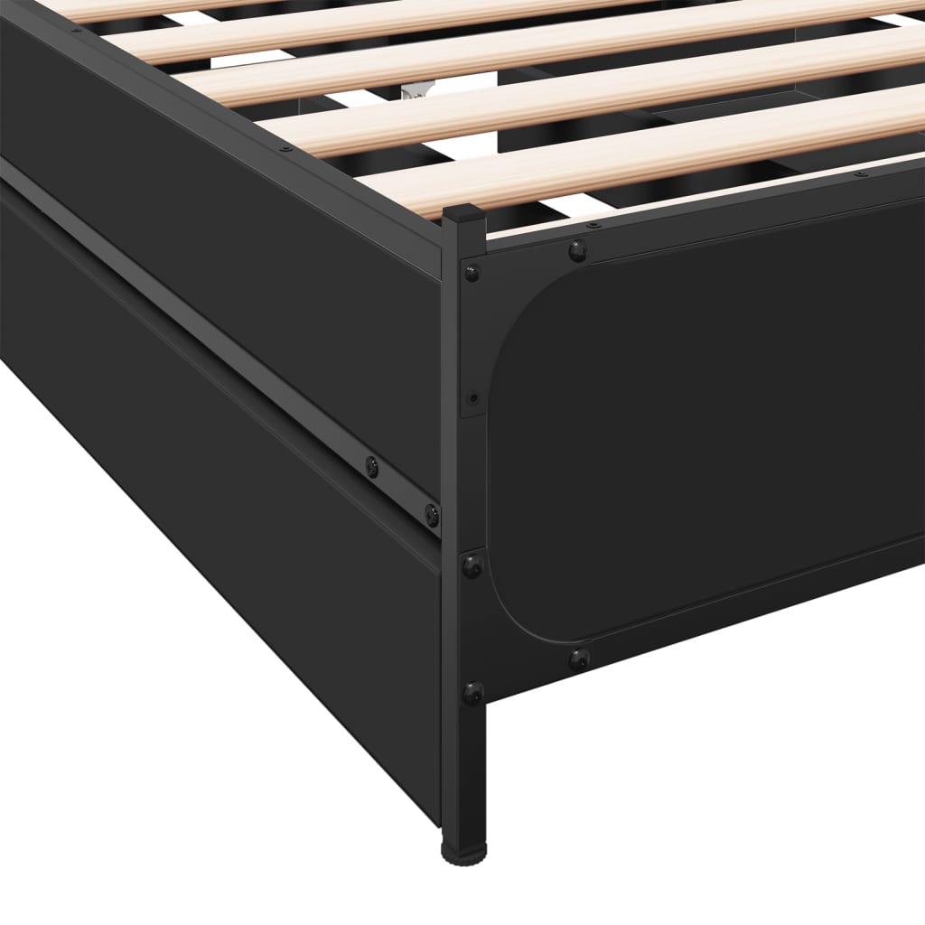 vidaXL Estrutura de cama c/ gavetas 100x200 cm derivados madeira preto