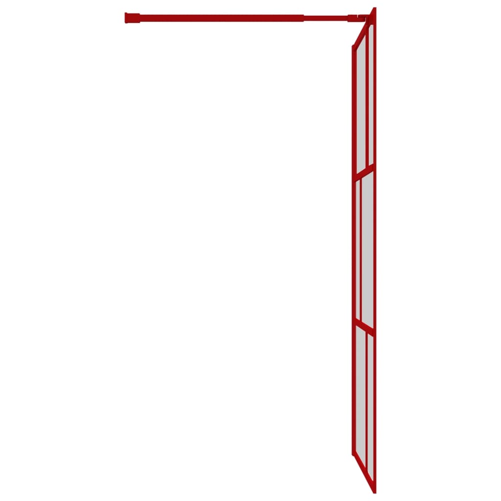 vidaXL Divisória de chuveiro 115x195cm vidro transparente ESG vermelho