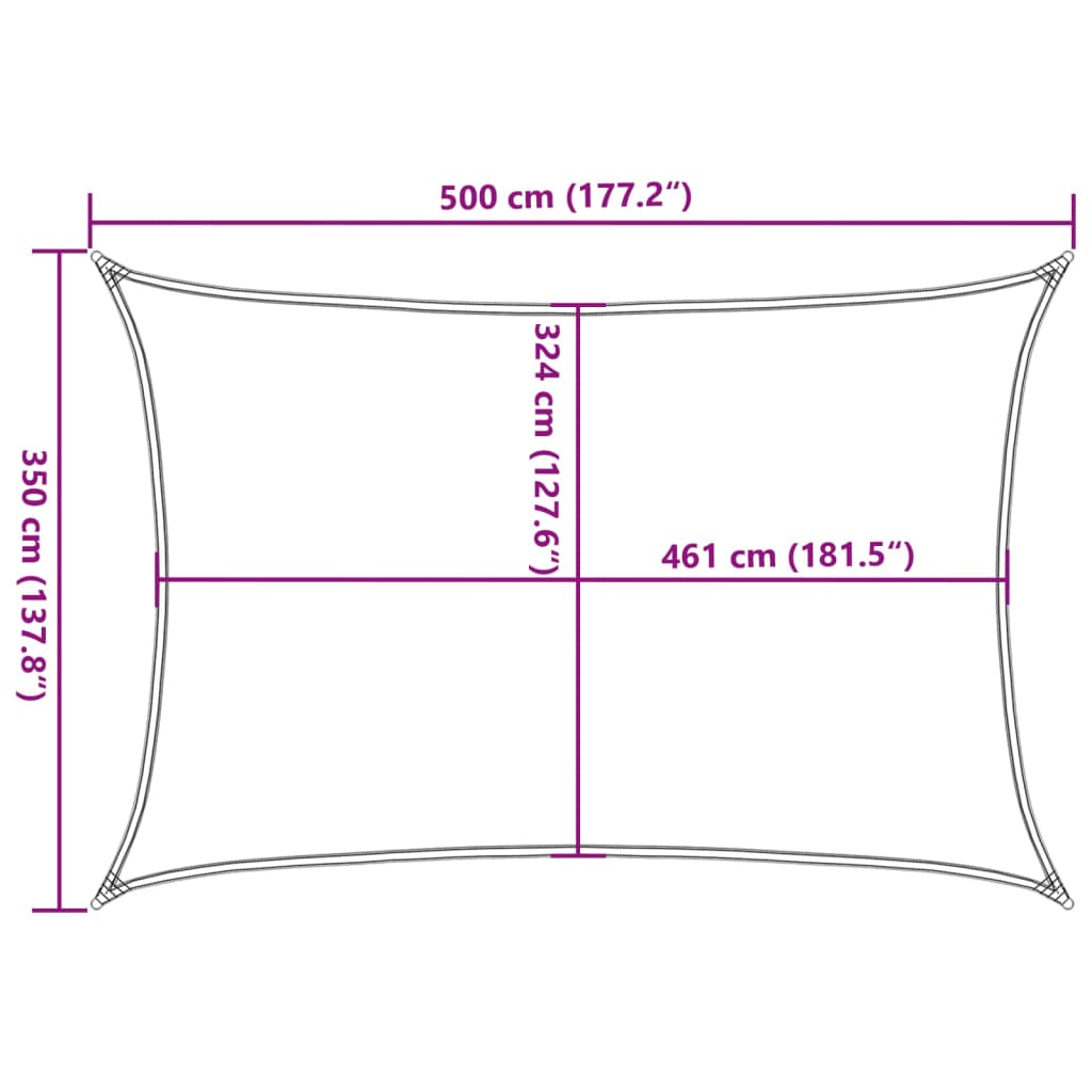 vidaXL Para-sol estilo vela 5x3,5 m oxford 100% poliéster cor areia