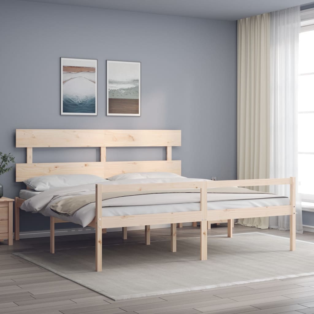 vidaXL Cama para idosos com cabeceira 200x200 cm madeira maciça