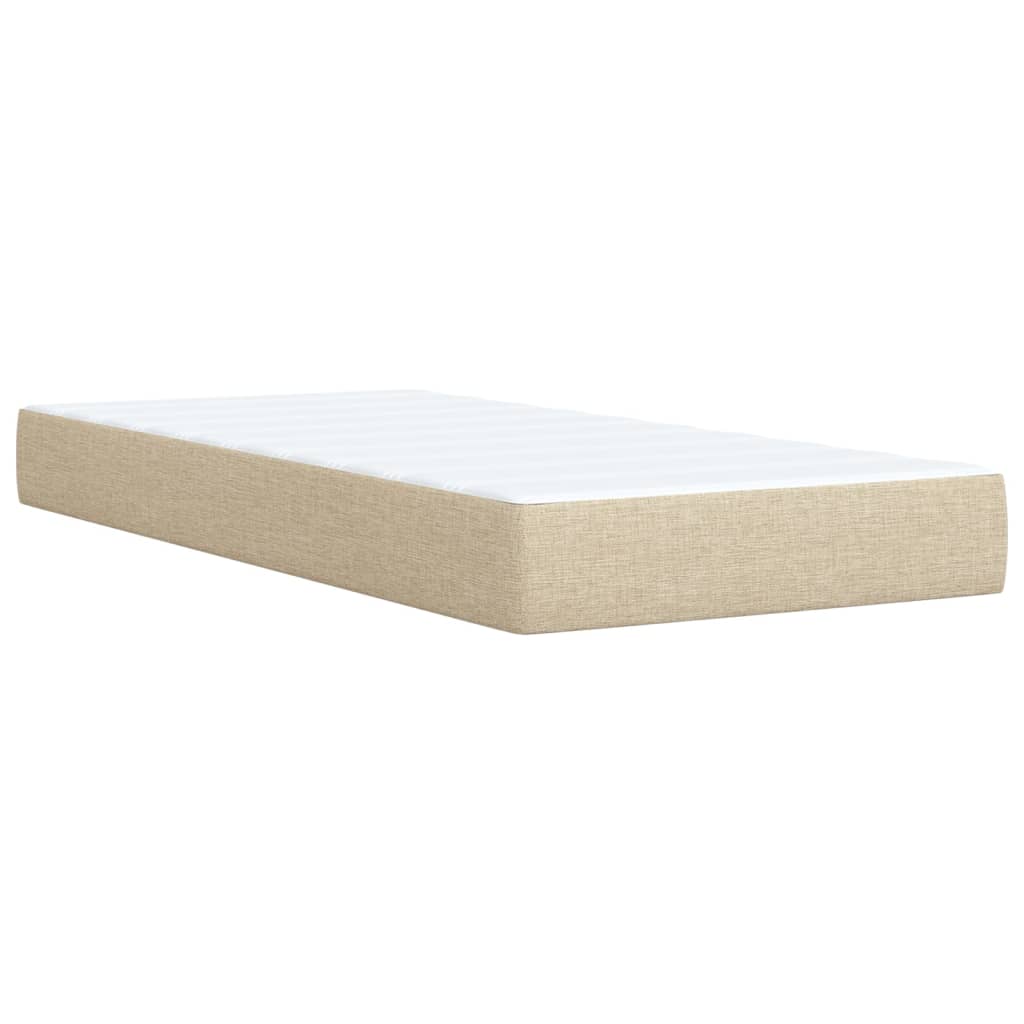 vidaXL Cama com molas/colchão 100x200 cm tecido cor creme