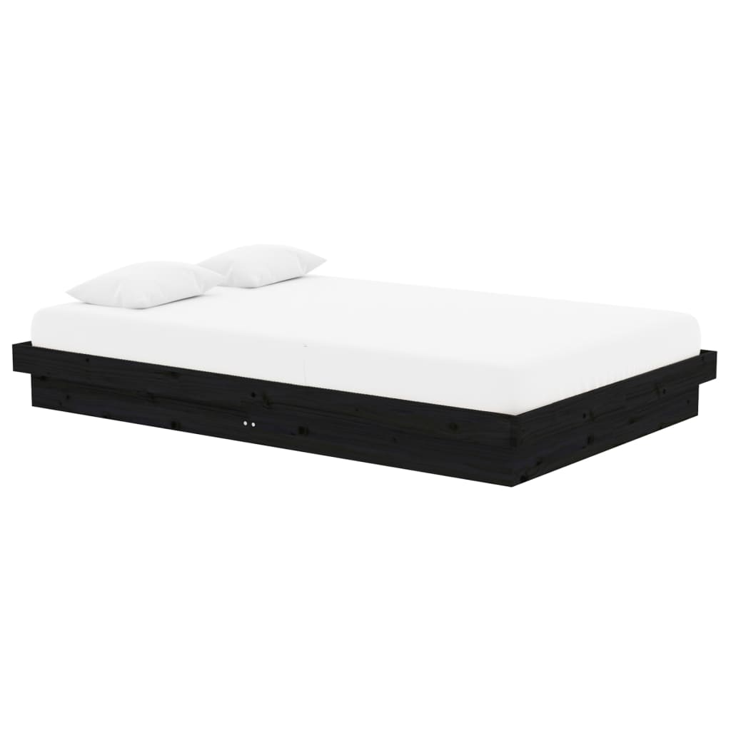 vidaXL Estrutura cama pequena casal 120x190 cm pinho maciço preto