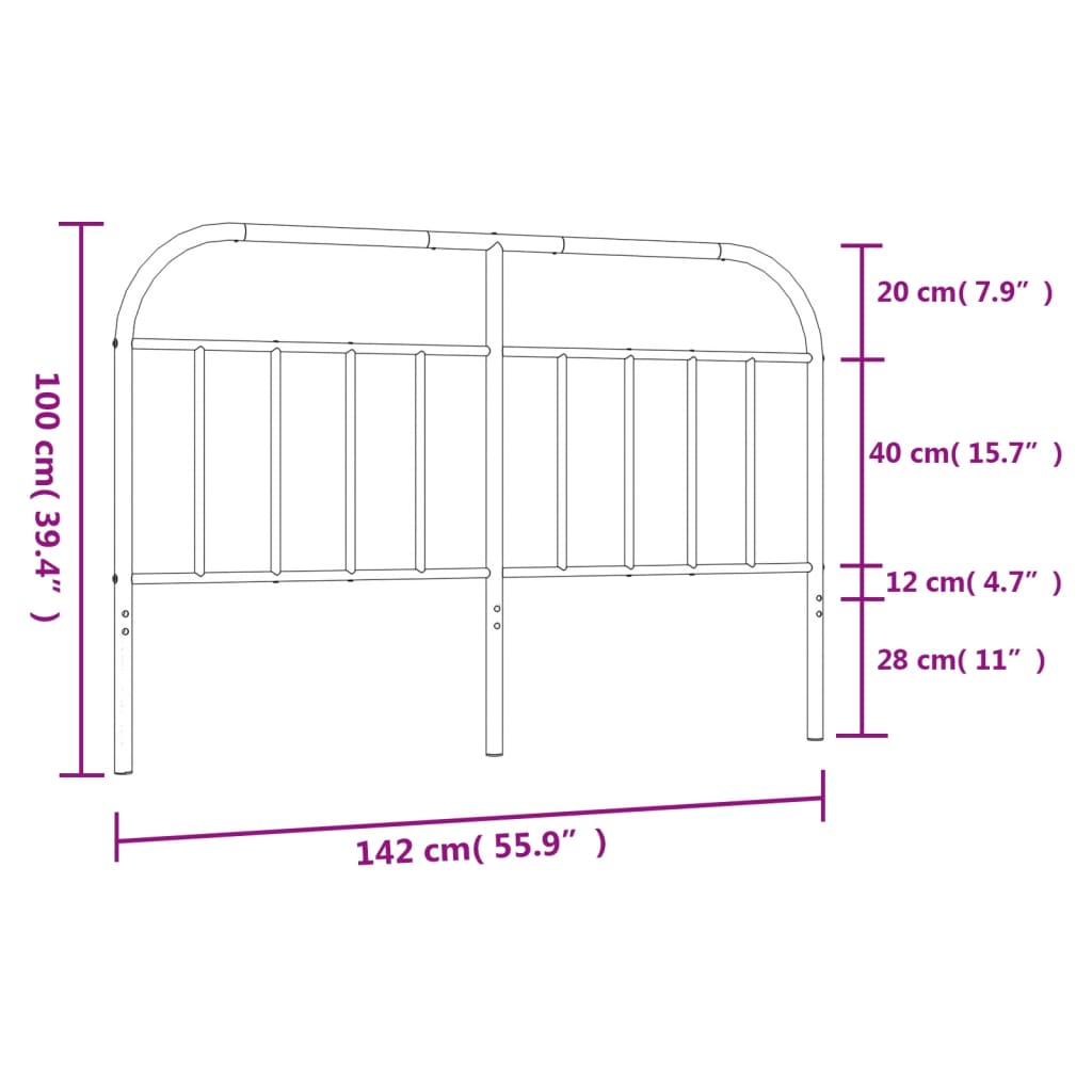 vidaXL Cabeceira de cama 135 cm metal branco