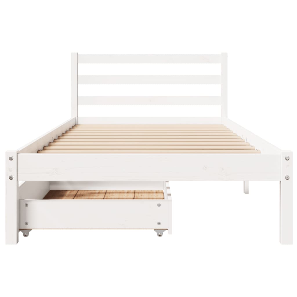 vidaXL Cama sem colchão 75x190 cm madeira de pinho maciça branco