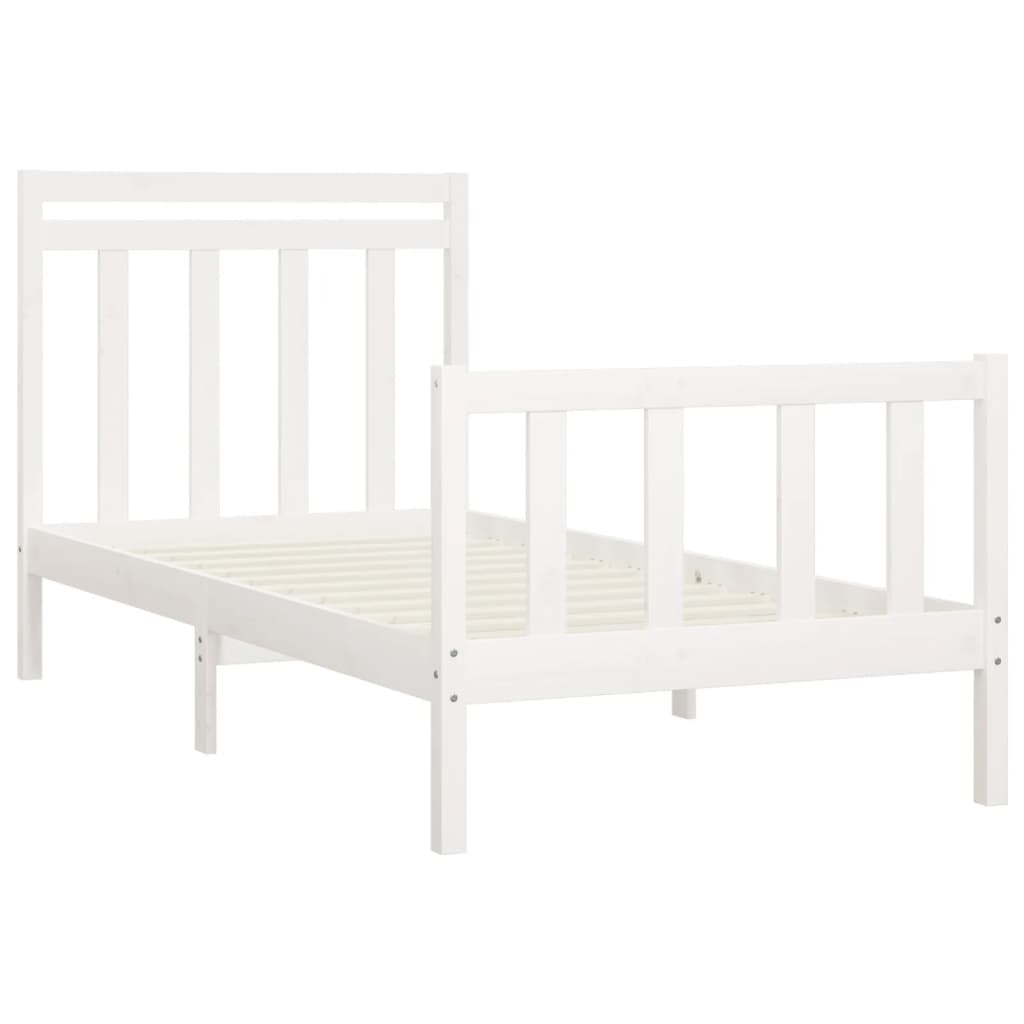 vidaXL Estrutura de cama 100x200 cm pinho maciço branco