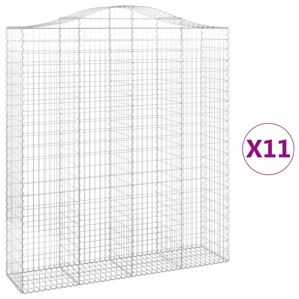 vidaXL Cestos gabião arqueados 11 pcs 200x50x220/240 ferro galvanizado