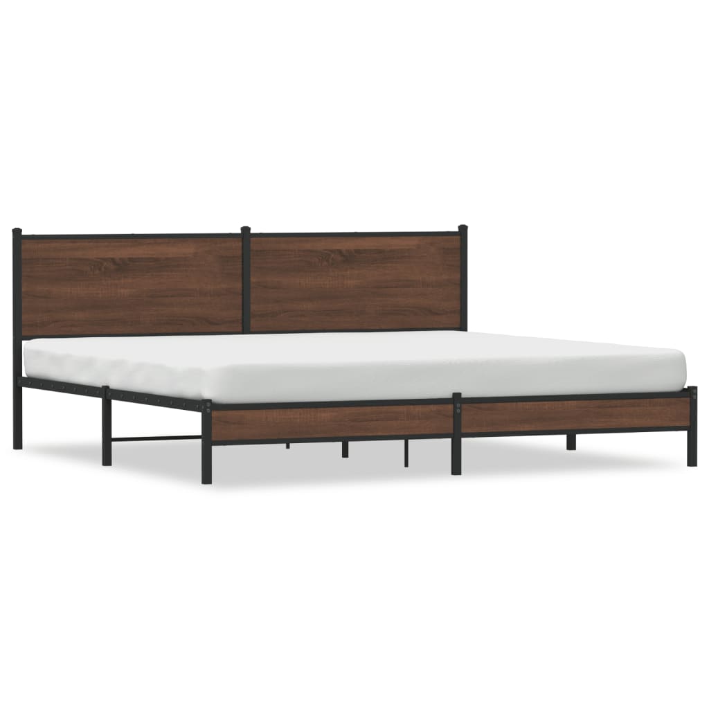 vidaXL Estrutura cama sem colchão 200x200cm metal carvalho castanho