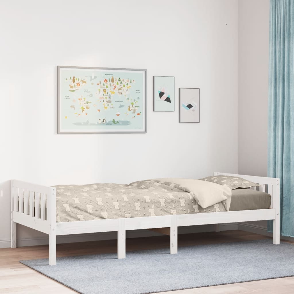 vidaXL Cama de criança sem colchão 75x190 cm pinho maciço branco