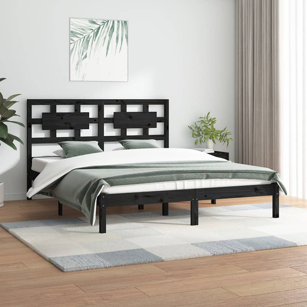 vidaXL Estrutura de cama 200x200 cm pinho maciço preto