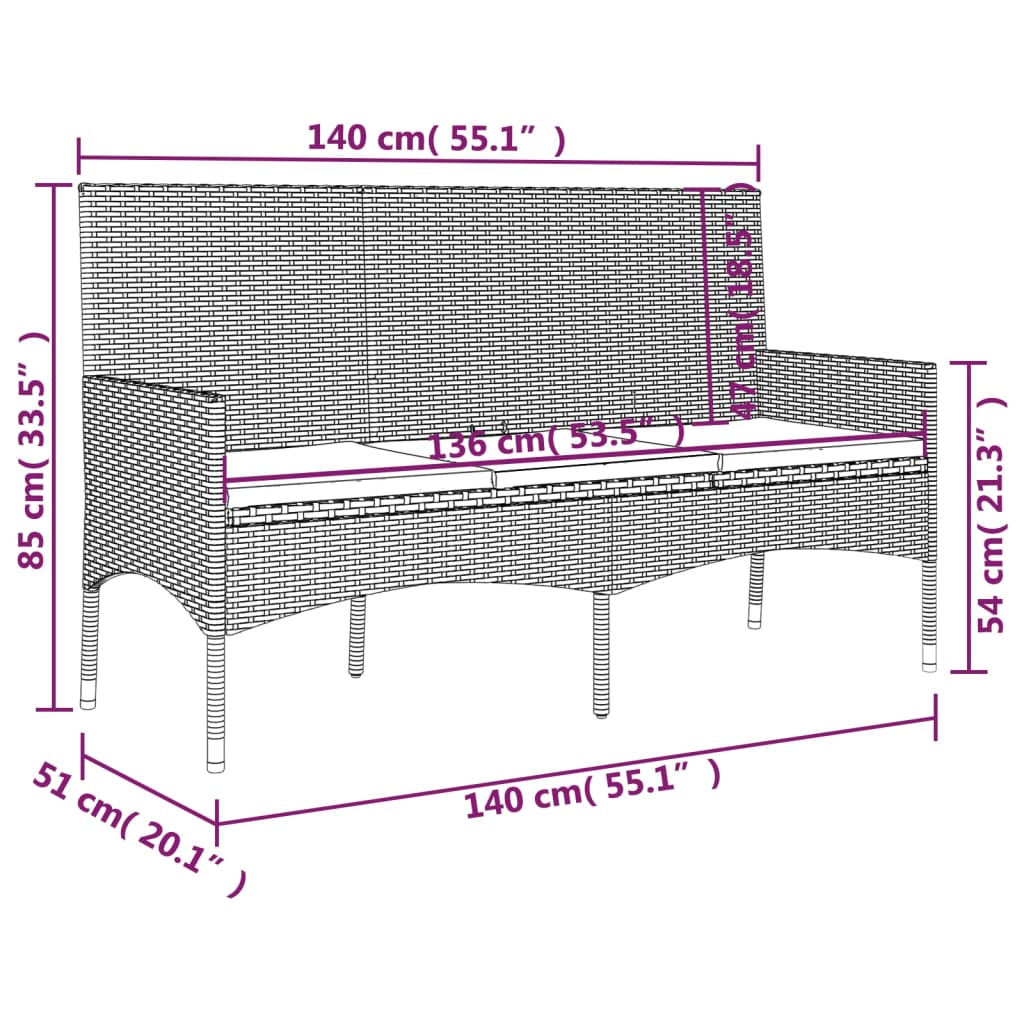 vidaXL 4 pcs conjunto lounge de jardim c/ almofadões vime PE cinzento