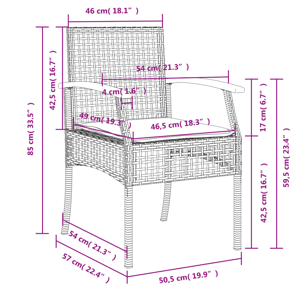 vidaXL 5 pcs conjunto de jantar p/ jardim com almofadões vime PE bege