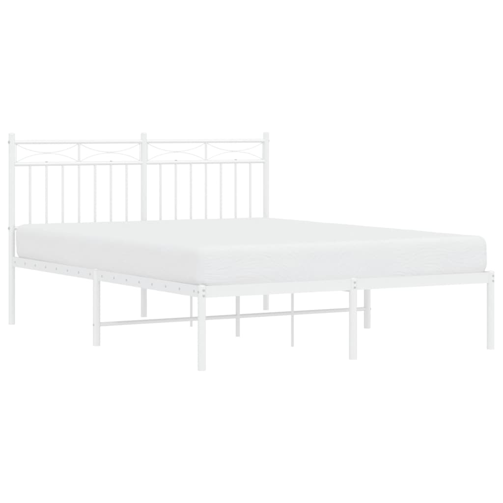 vidaXL Estrutura de cama com cabeceira 135x190 cm metal branco