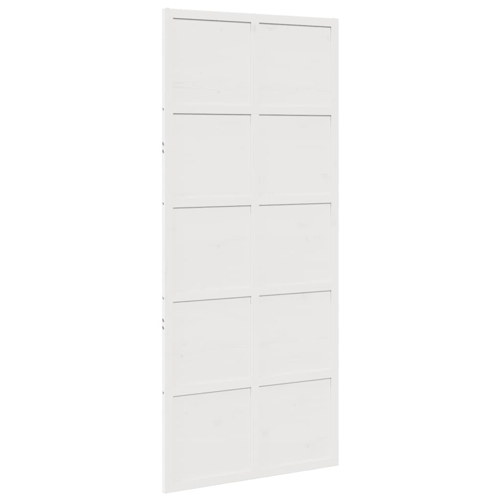 vidaXL Porta de celeiro 90x208 cm madeira de pinho maciça branco