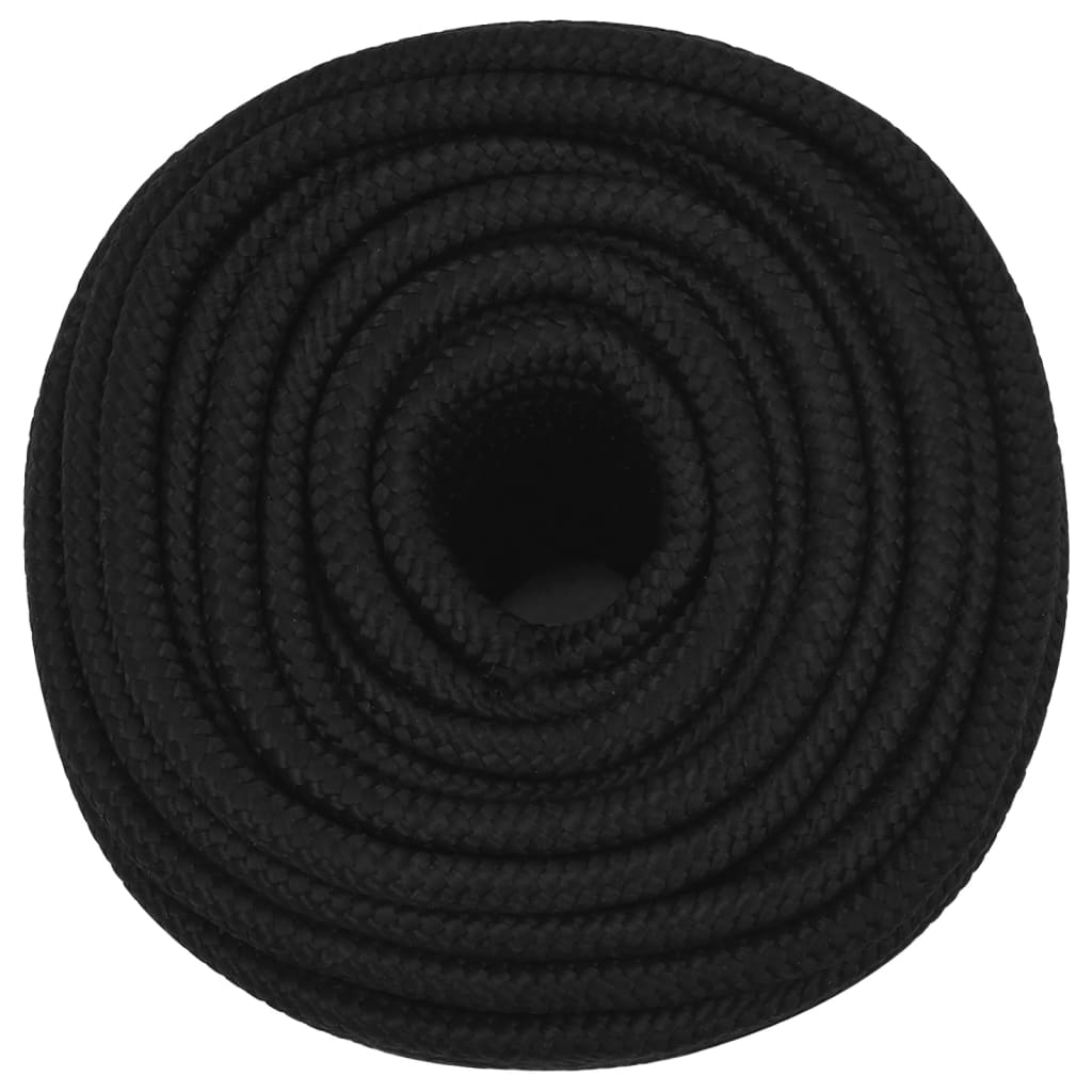 vidaXL Corda de trabalho 12 mm 250 m poliéster preto