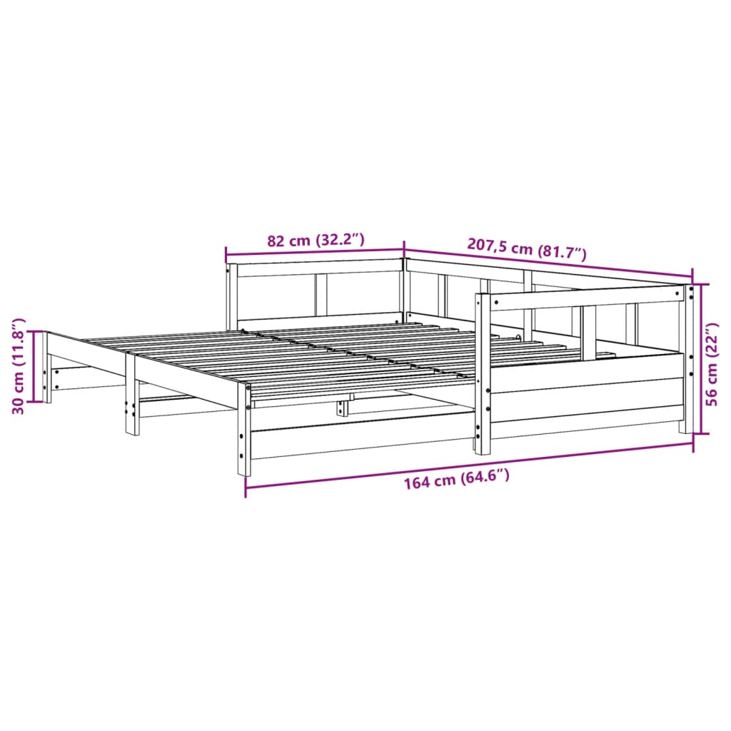 vidaXL Sofá-cama sem colchão 80x200 cm madeira de pinho castanho cera