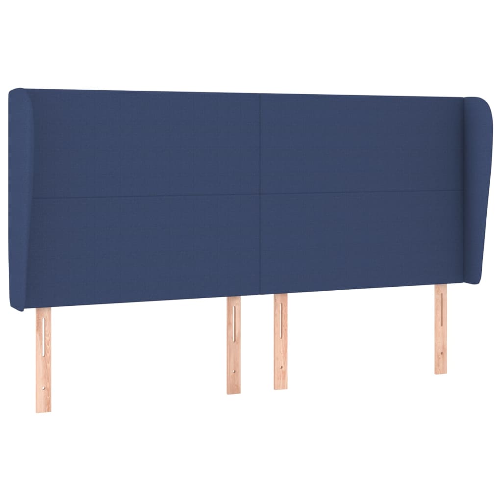 vidaXL Cabeceira de cama c/ abas tecido 203x23x118/128 cm azul