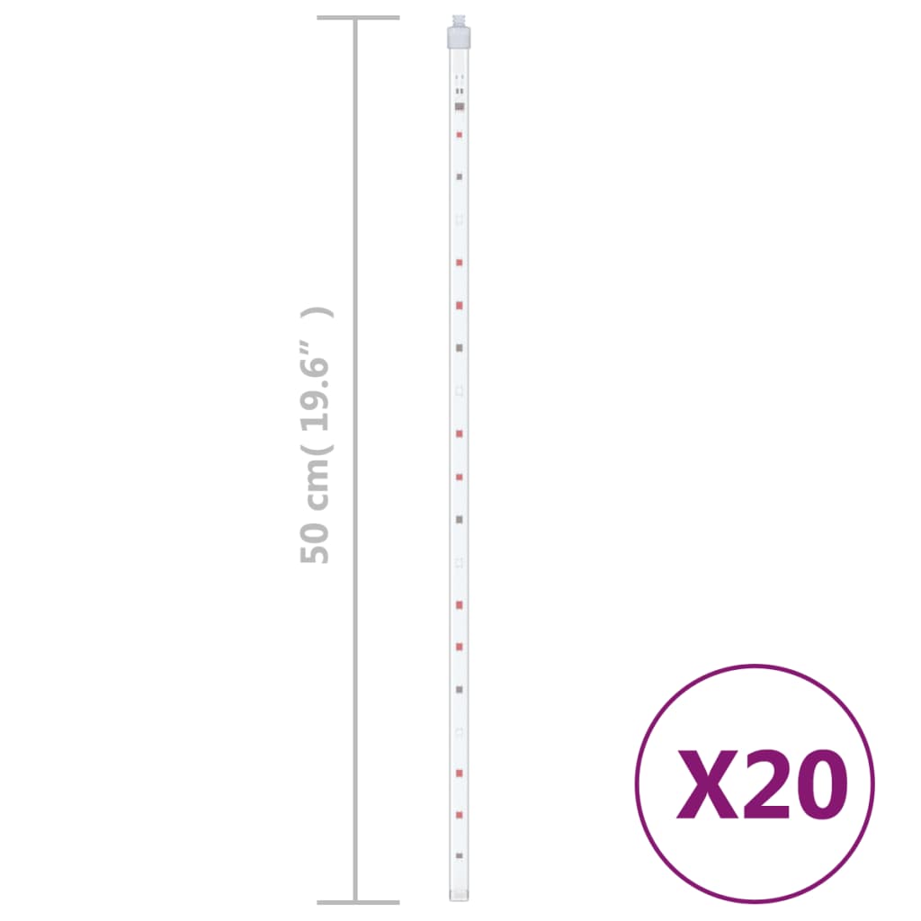 vidaXL Luzes meteoro 20 pcs 50cm 720 luzes LED int./ext. colorido