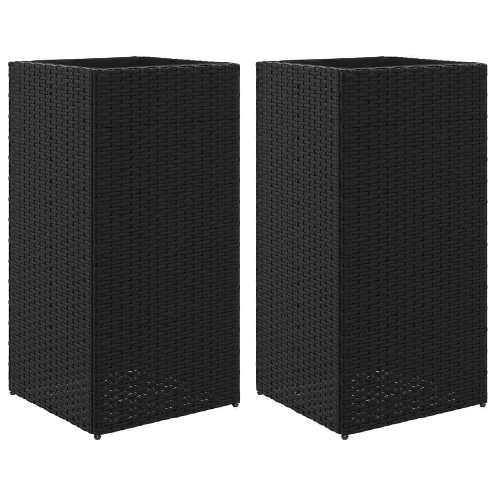 vidaXL Vaso/floreira de jardim 2 pcs 40x40x80 cm vime PE preto