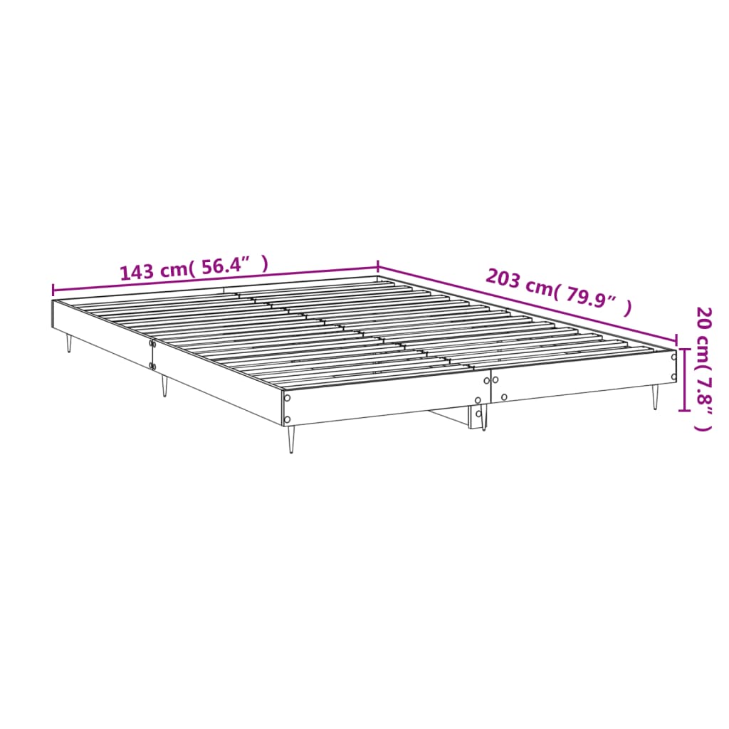 vidaXL Estrutura de cama 140x200 cm derivados madeira branco brilhante