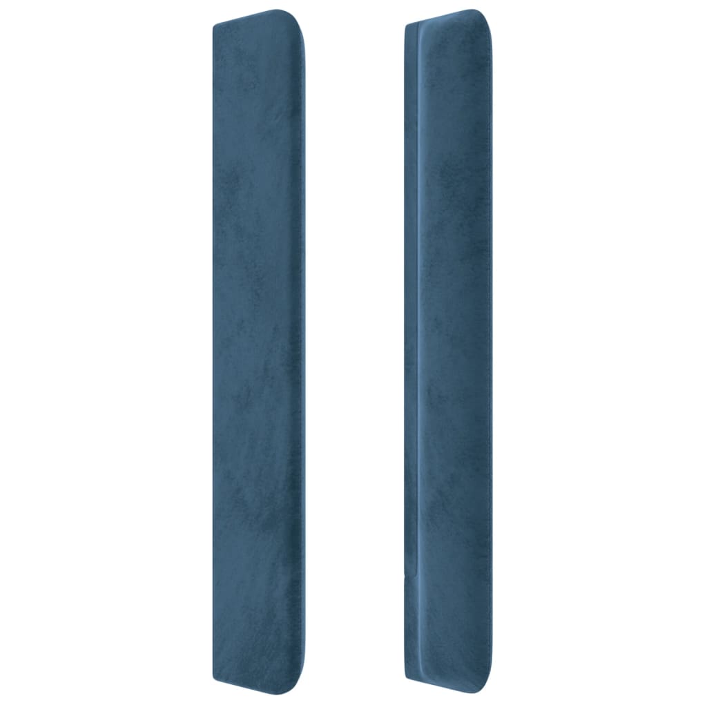 vidaXL Cabeceira cama c/ abas veludo 93x16x118/128 cm azul-escuro