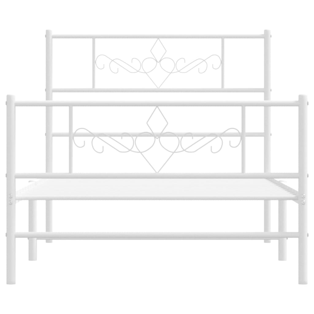 vidaXL Estrutura de cama com cabeceira e pés 75x190 cm metal branco