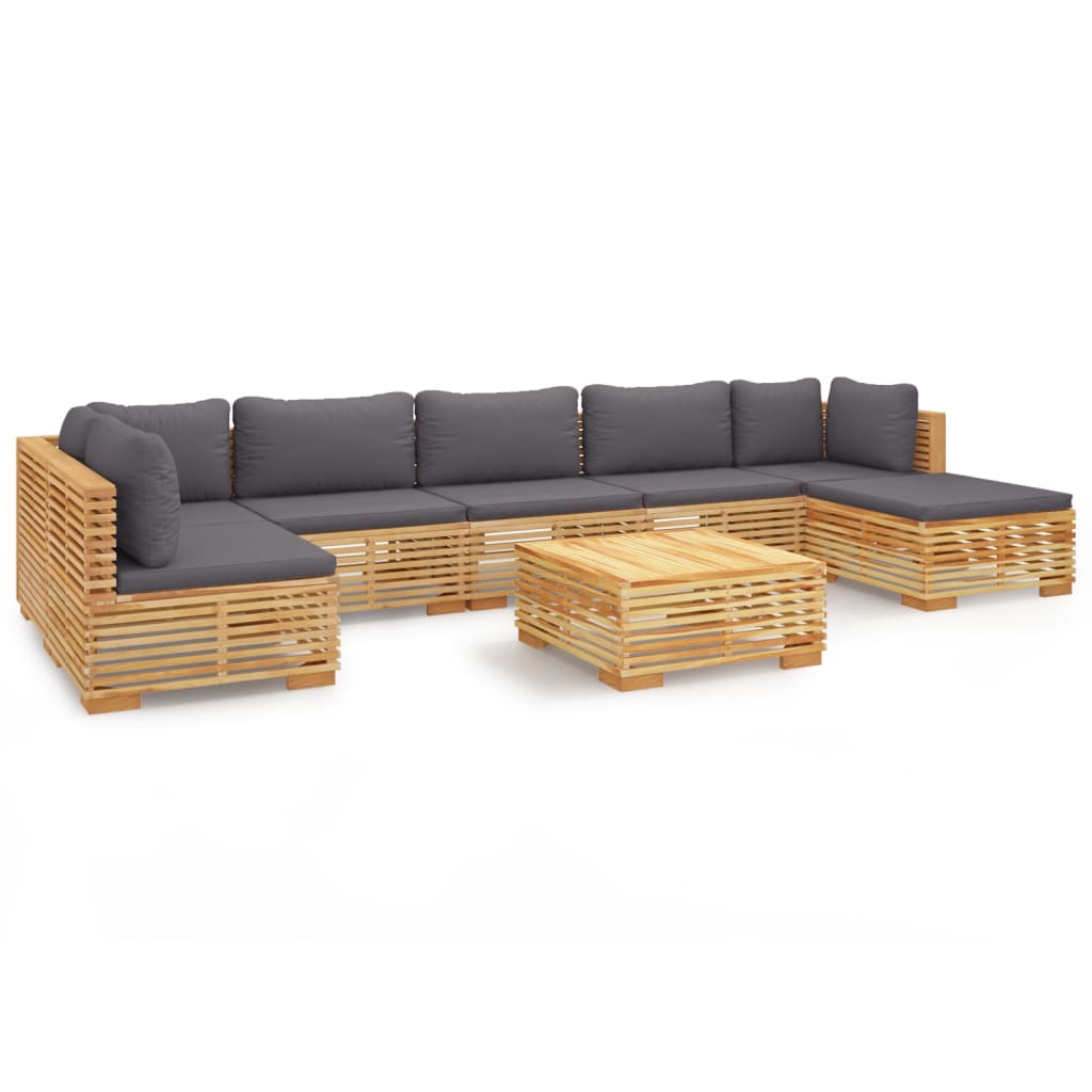 vidaXL 8 pcs conjunto lounge jardim c/ almofadões madeira teca maciça