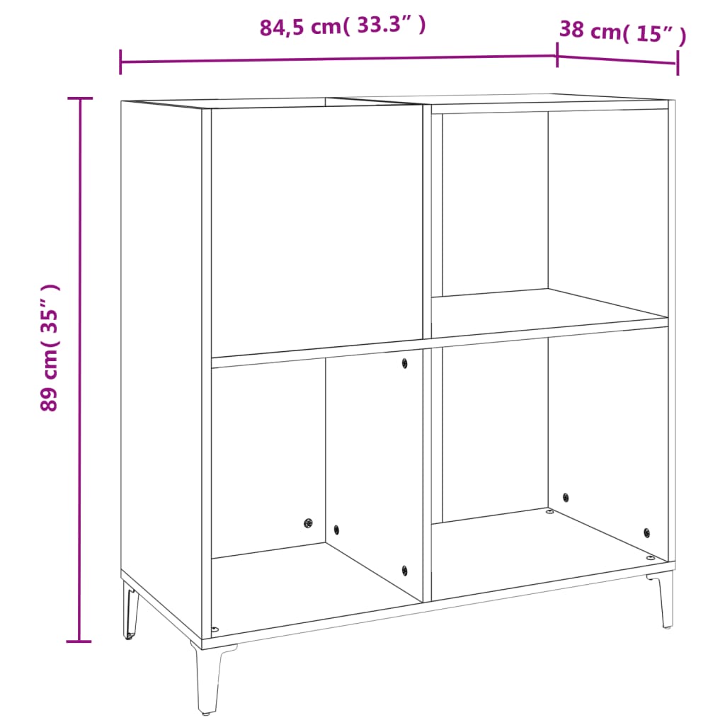 vidaXL Armário p/ discos 84,5x38x89 cm deriv. madeira carvalho sonoma