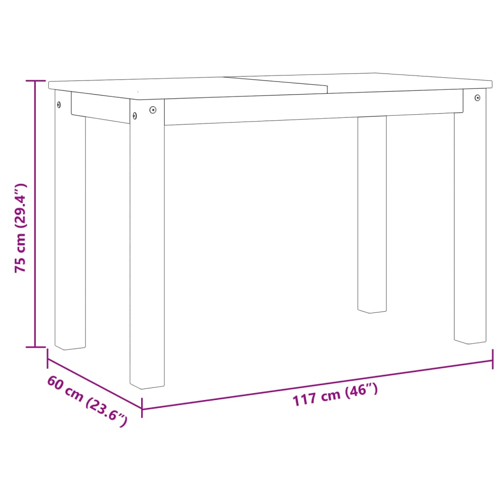 vidaXL Mesa de jantar Panama 117x60x75 cm madeira de pinho maciça