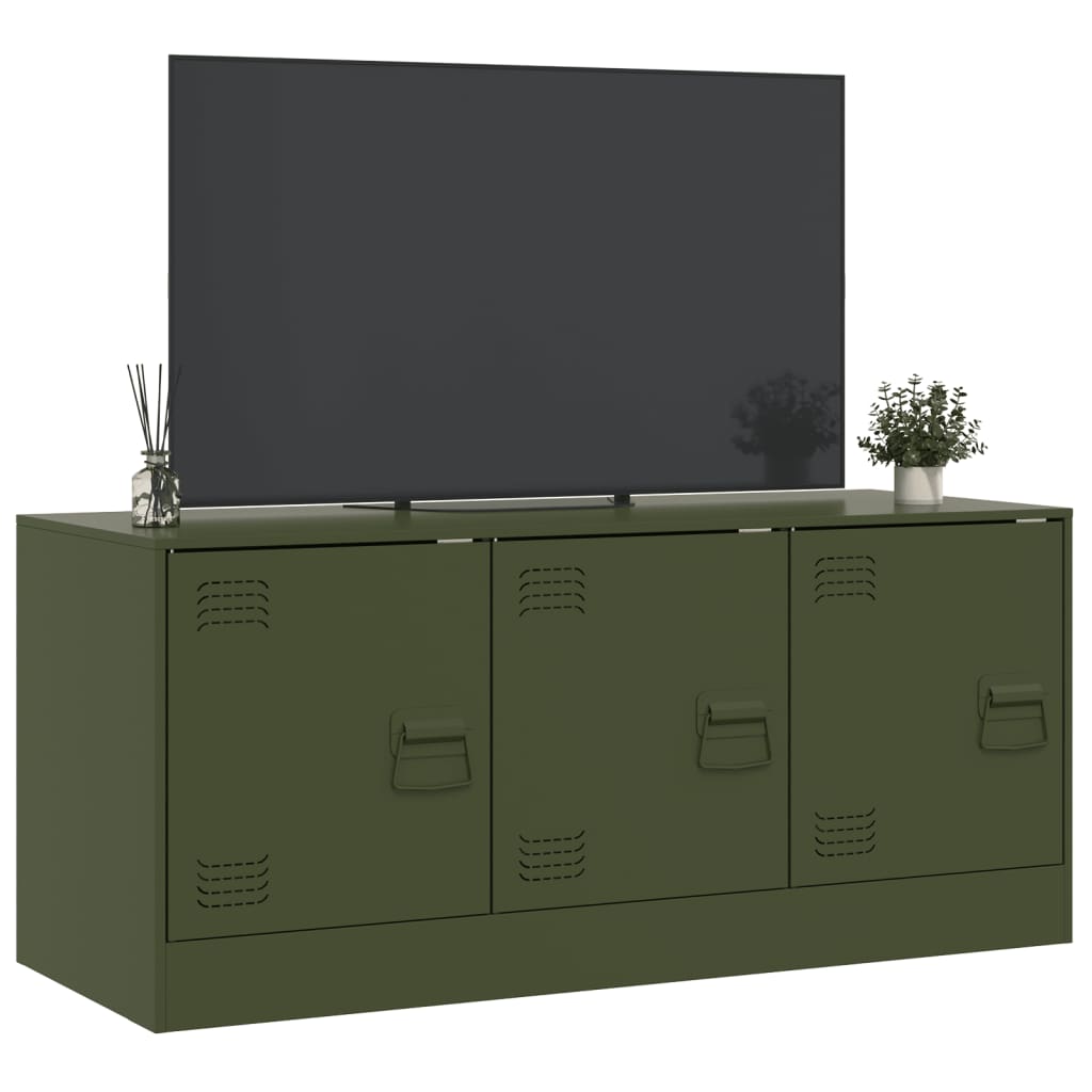 vidaXL Móvel de TV 99x39x44 aço verde azeitona