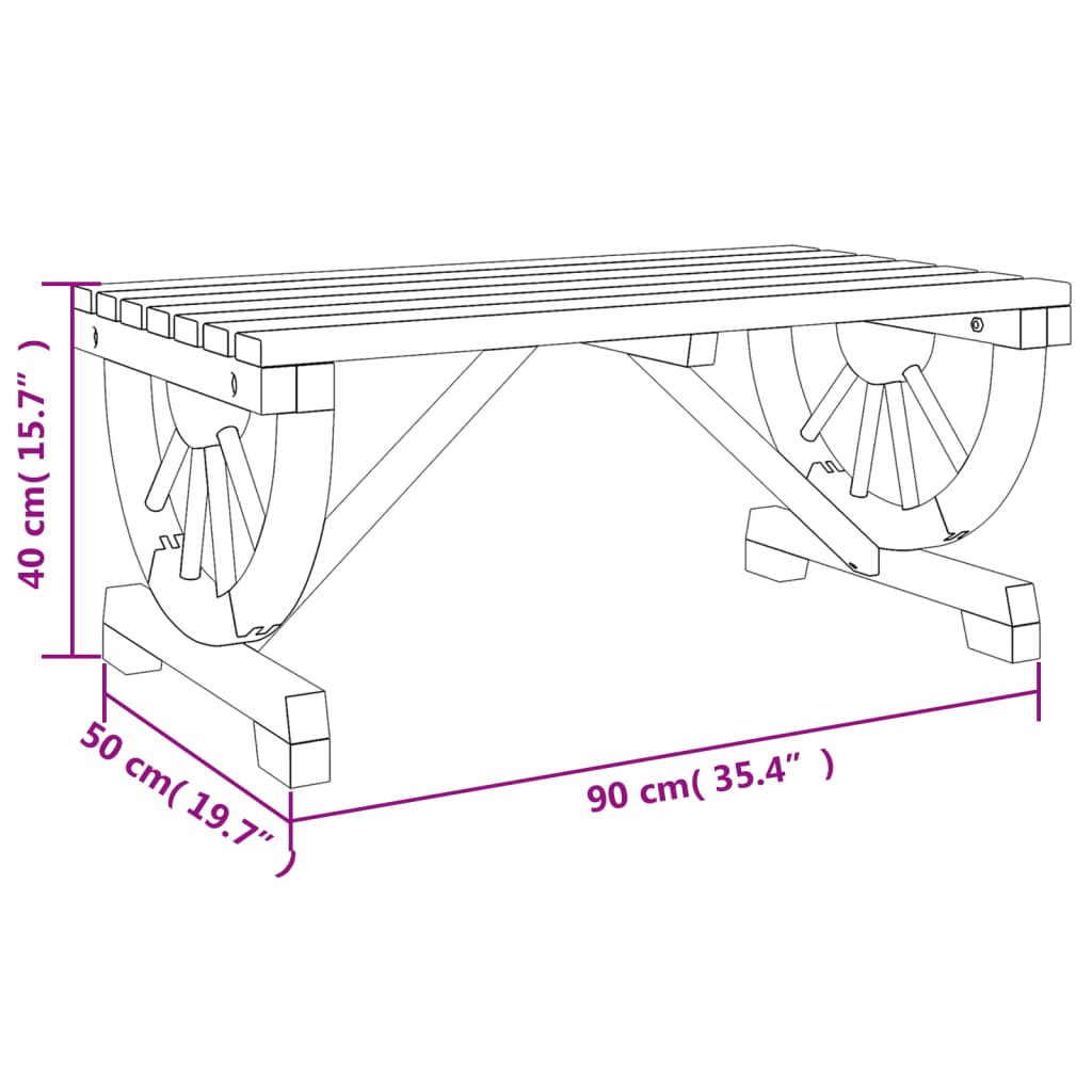 vidaXL Mesa de centro para jardim 90x50x40 cm madeira de abeto maciça