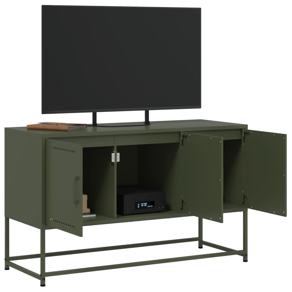 vidaXL Móvel de TV 100,5x39x60,5 aço verde azeitona