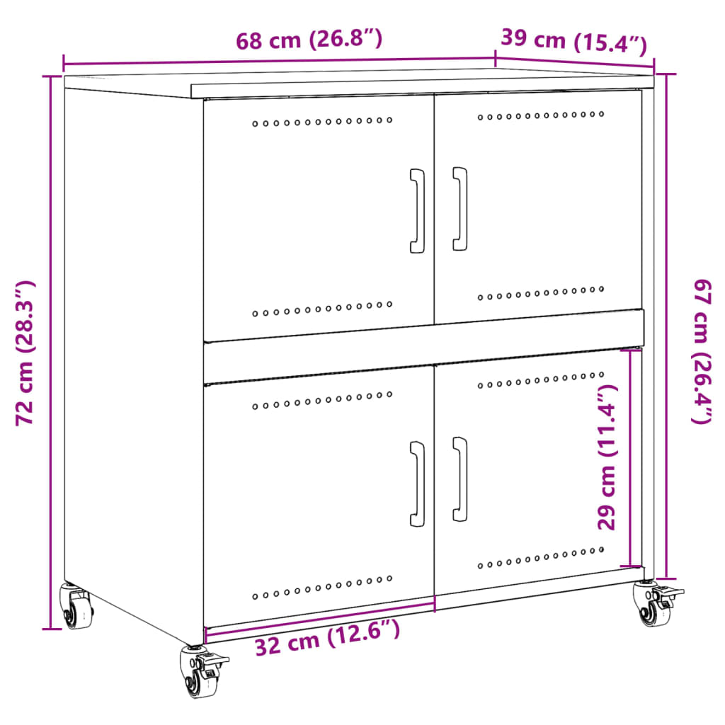 vidaXL Aparador 68x39x72 cm aço preto