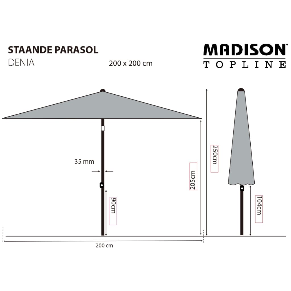 Madison Guarda-sol de jardim Denia 200x200 cm cor cru