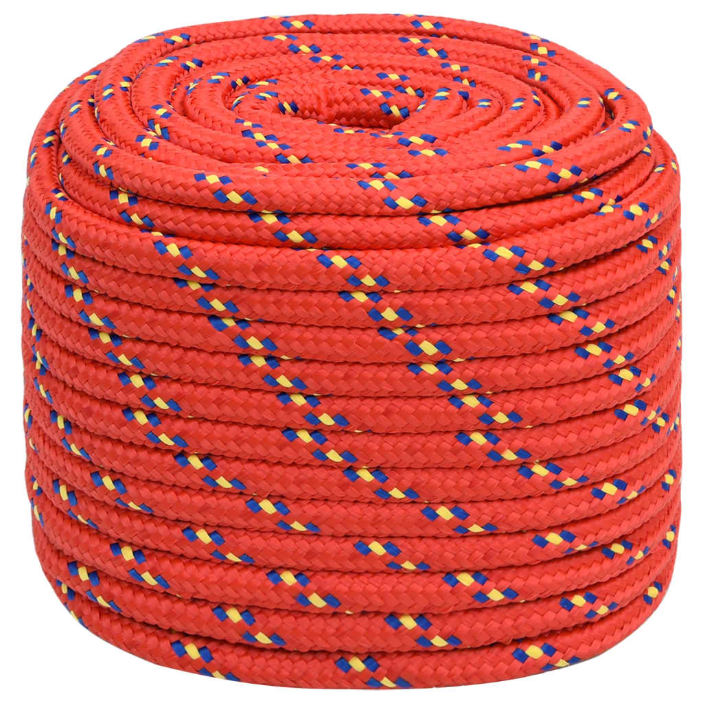 vidaXL Corda de barco 16 mm 100 m polipropileno vermelho