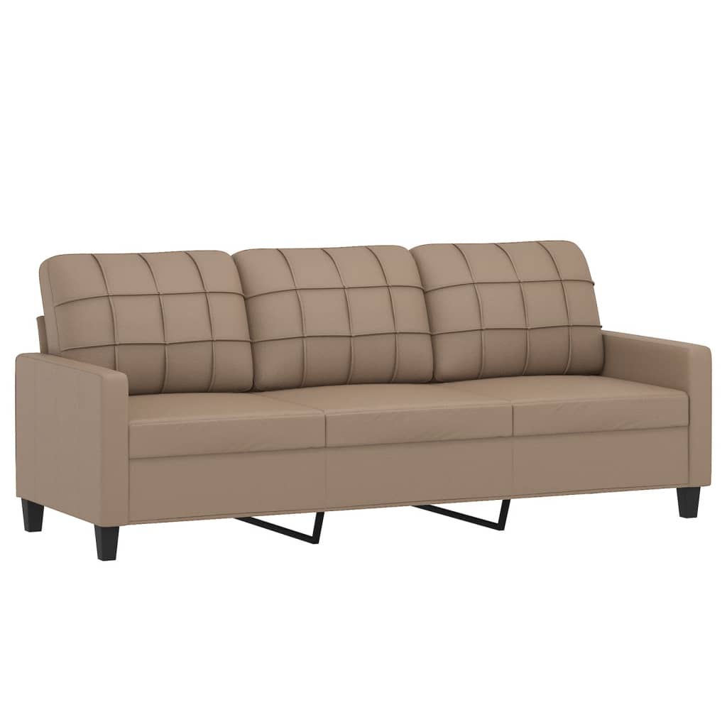 vidaXL 3 pcs conjunto sofás c/ almofadões couro artificial cappuccino