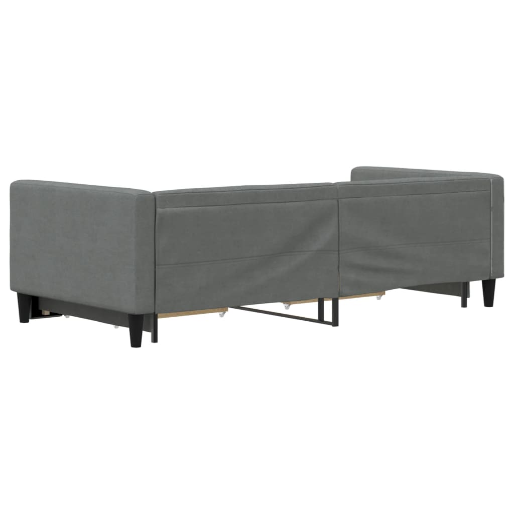 vidaXL Sofá-cama c/ gavetão e gavetas 90x190 cm tecido cinzento-escuro