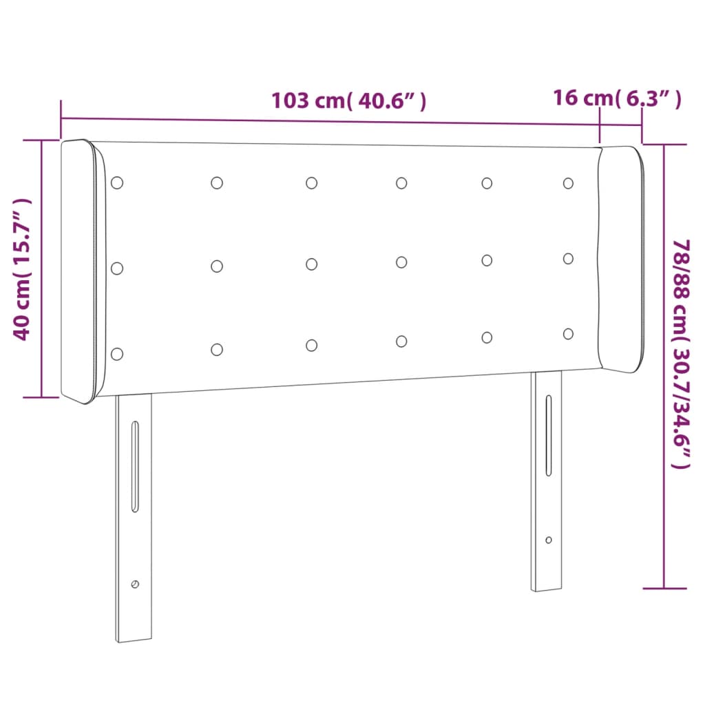 vidaXL Cabeceira cama c/ luzes LED veludo 103x16x78/88 cm azul-escuro