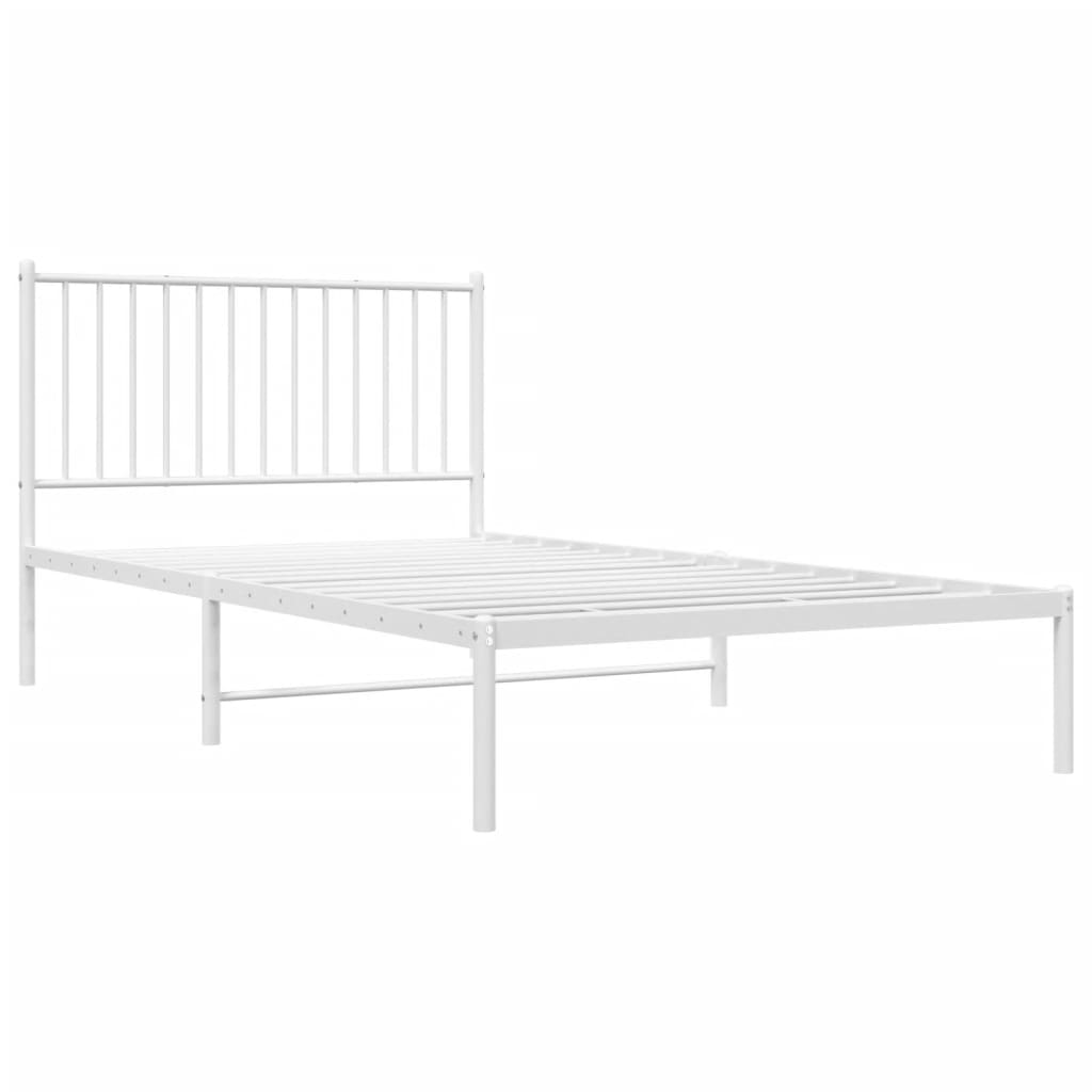 vidaXL Estrutura de cama em metal com cabeceira 107x203 cm branco