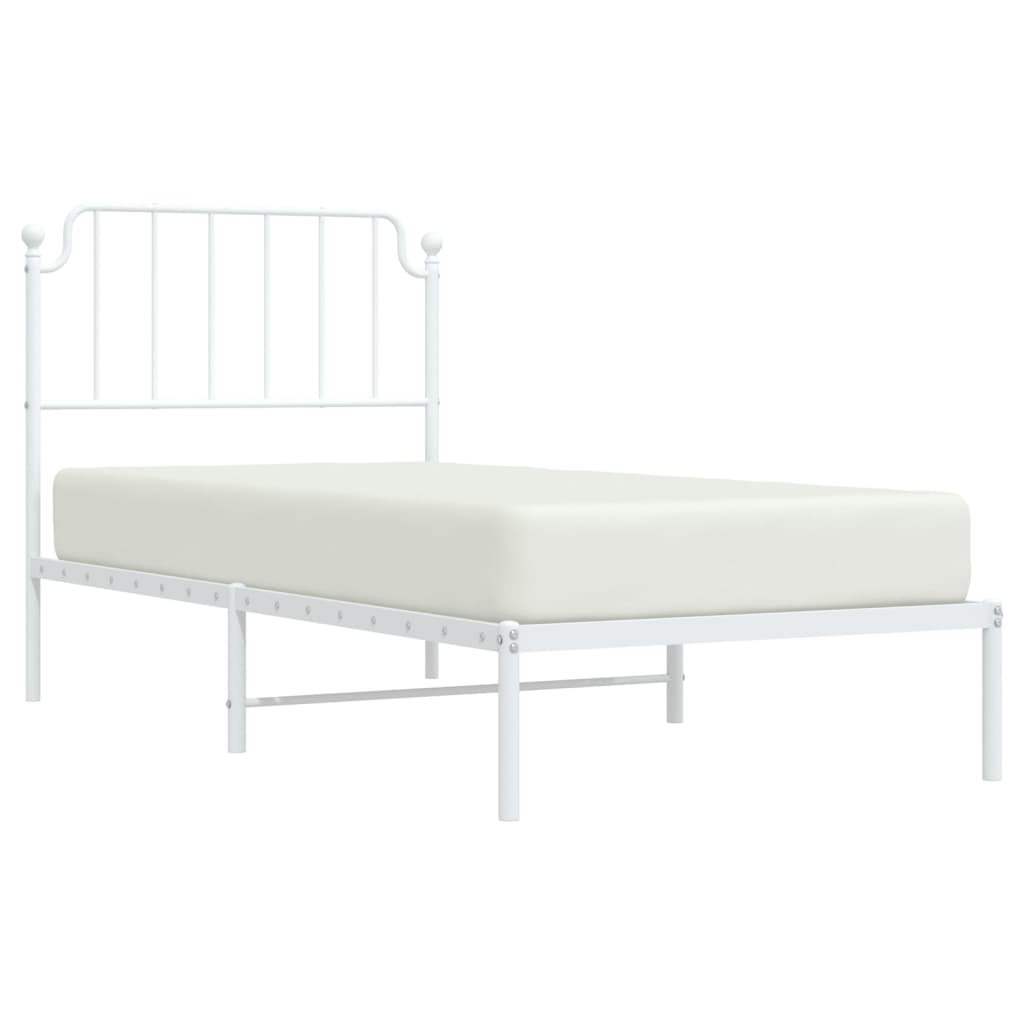 vidaXL Estrutura de cama com cabeceira 90x200 cm metal branco