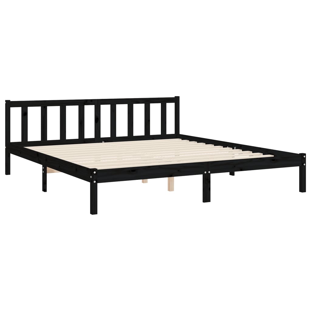 vidaXL Estrutura de cama com cabeceira 180x200 cm madeira maciça preto