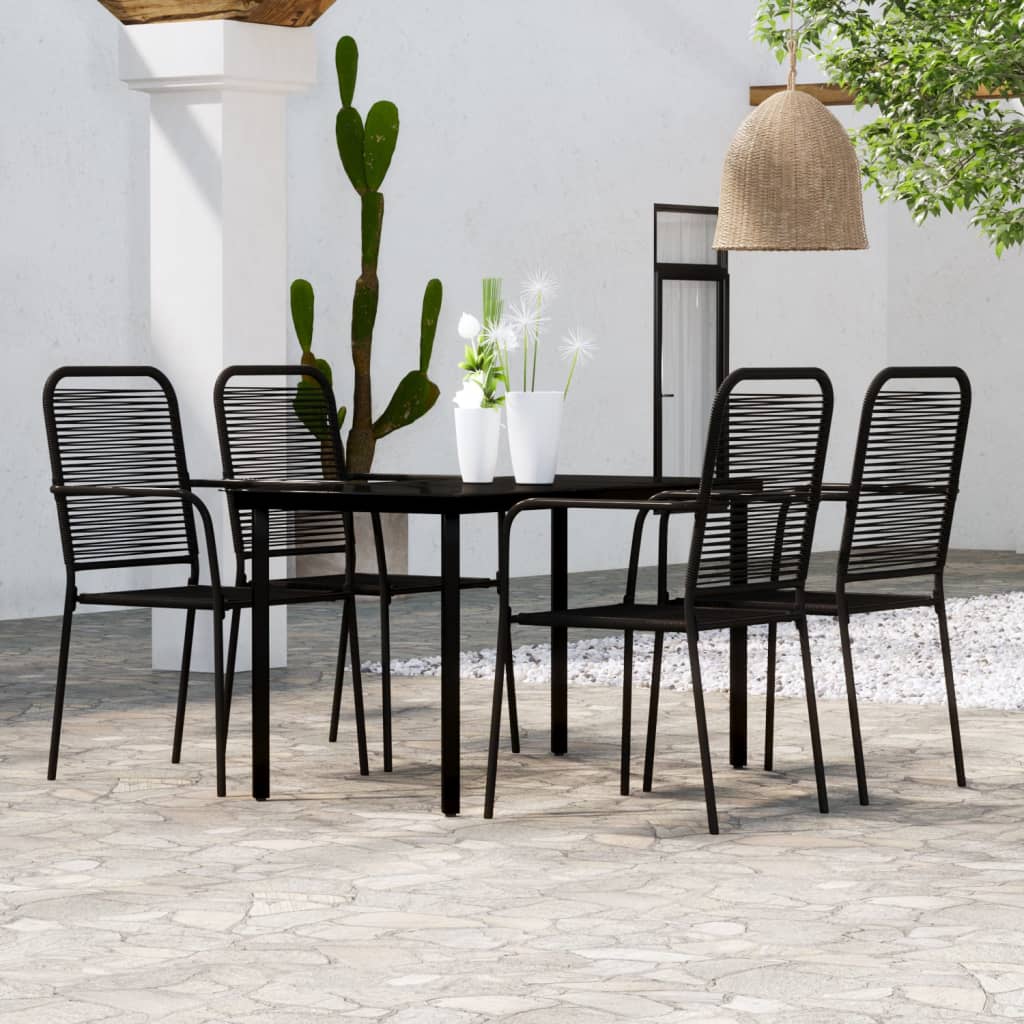 vidaXL 5 pcs Conjunto de jantar para jardim preto