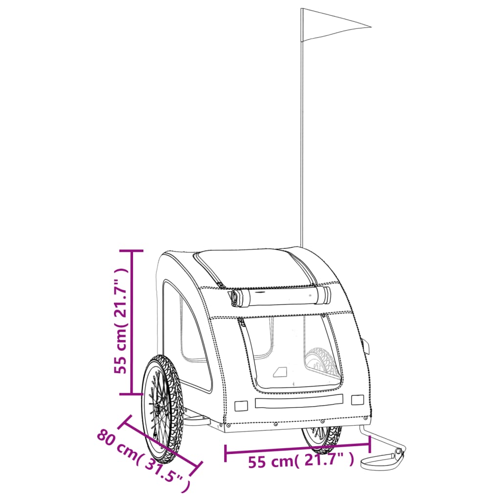 vidaXL Reboque bicicleta p/ animais tecido oxford/ferro preto