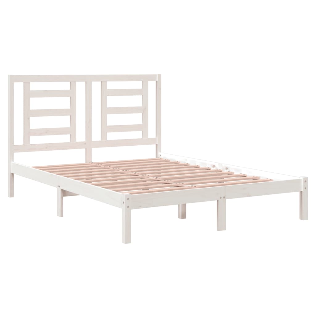 vidaXL Estrutura de cama king 150x200 cm pinho maciço branco