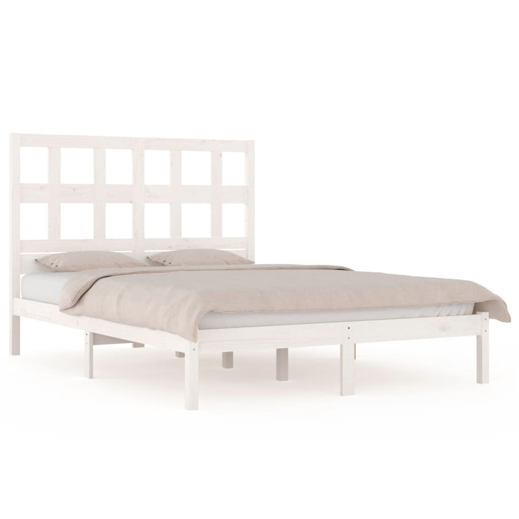 vidaXL Estrutura de cama 160x200 cm madeira de pinho maciça branco