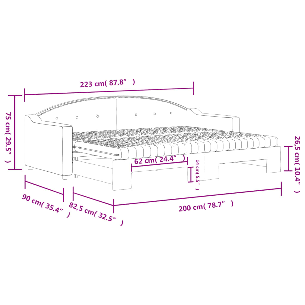 vidaXL Sofá-cama c/ gavetão e colchões 80x200cm tecido cinzento-escuro